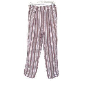 Lemlem HM Womens Small 100% Linen Paperbag Pants Striped Lightweight Beach Chic